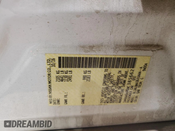2017 Nissan Maxima S with VIN 1N4AA6AP6HC385662, listed as a Copart auction lot 45093465 with 95,978 mi miles and Salvage Title. Bid and sale history available at DreamBid. Image 14.