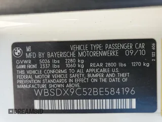 2011 BMW M3 with VIN WBSDX9C52BE584196, listed as a Copart auction lot 69002214 with 93,419 mi miles and Salvage Title. Bid and sale history available at carsss.com. Image 12.