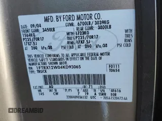 2004 Ford F-150 STX with VIN 1FTRX12W04KD93065, listed as a Copart auction lot 47493935 with 90,592 mi miles and Salvage Title. Bid and sale history available at carsss.com. Image 12.
