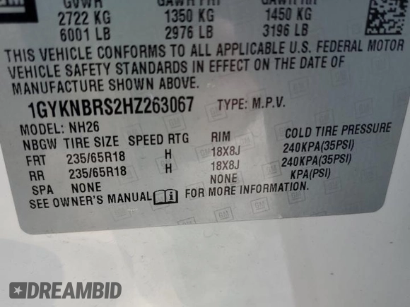 2017 Cadillac XT5 Luxury FWD with VIN 1GYKNBRS2HZ263067, listed as a Copart auction lot 45928905 with 118,819 mi miles and Salvage Title. Bid and sale history available at carsss.com. Image 13.