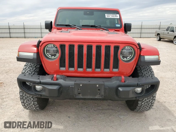 2019 Jeep Wrangler Unlimited Rubicon with VIN 1C4HJXFG4KW581967, listed as a Copart auction lot 53712235 with 37,474 mi miles and Salvage title. Bid and sale history available at DreamBid. Image 5.
