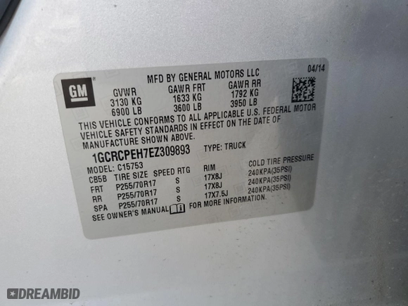 2014 Chevrolet Silverado 1500 Work Truck with VIN 1GCRCPEH7EZ309893, listed as a Copart auction lot 47473335 with 253,954 mi miles and Non Repairable. Bid and sale history available at carsss.com. Image 12.