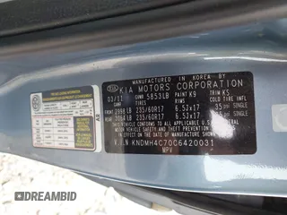 2012 Kia Sedona EX with VIN KNDMH4C70C6420031, listed as a IAAI auction lot 41933639 with 108,130 mi miles. Bid and sale history available at carsss.com. Image 9.