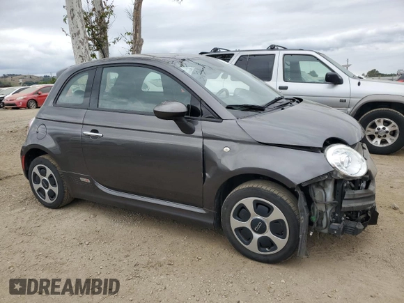 2015 FIAT 500e with VIN 3C3CFFGE1FT522913, listed as a Copart auction lot 54573405 with 37,964 mi miles and Salvage Title. Bid and sale history available at carsss.com. Image 4.