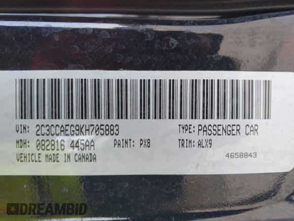 2019 Chrysler 300 Limited with VIN 2C3CCAEG9KH705883, listed as a IAAI auction lot 40022232 with 67,913 mi miles and . Bid and sale history available at DreamBid. Image 9.