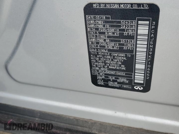 2019 Infiniti QX50 Luxe с VIN 3PCAJ5M39KF106552, выставлен на аукционе Copart как лот 56938835 с пробегом 80 581 миль миль и Списание • Salvage title. История ставок и продаж доступна на DreamBid. Изображение 13.