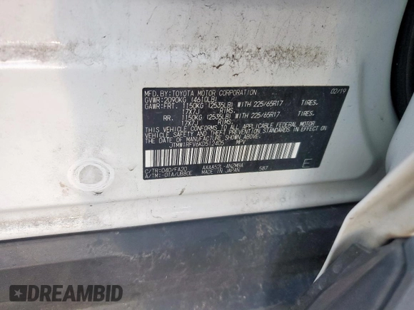 2019 Toyota RAV4 XLE with VIN JTMW1RFV6KD512405, listed as a Copart auction lot 53965385 with 92,066 mi miles and Salvage Title. Bid and sale history available at DreamBid. Image 13.