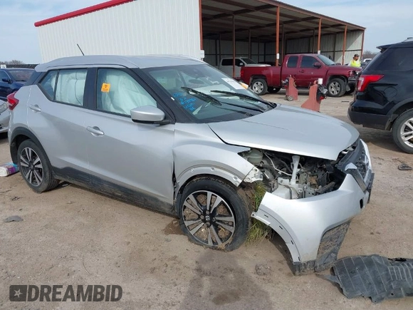 2020 Nissan Kicks SV with VIN 3N1CP5CV1LL506511, listed as a IAAI auction lot 41743393 with 59,869 mi miles. Bid and sale history available at carsss.com. Image 1.