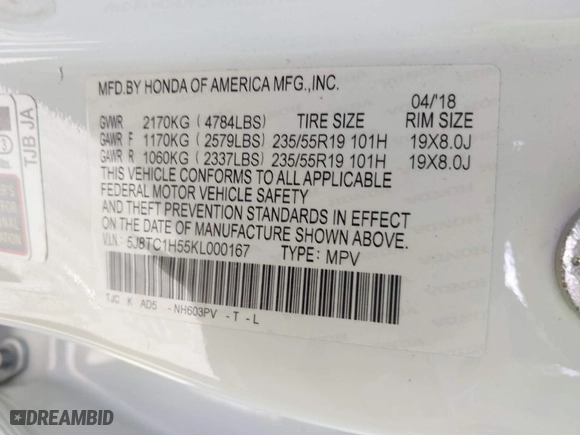 2019 Acura RDX w/Technology Pkg with VIN 5J8TC1H55KL000167, listed as a IAAI auction lot 41431718 with 111,791 mi miles. Bid and sale history available at carsss.com. Image 9.