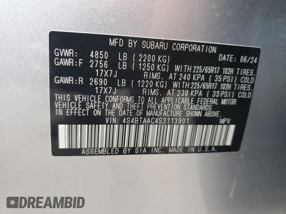 2025 Subaru Outback with VIN 4S4BTAAC4S3113901, listed as a Copart auction lot 72236284 with 537 mi miles and Salvage Title. Bid and sale history available at carsss.com. Image 13.