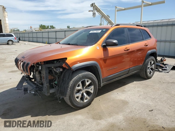 2015 Jeep Cherokee Trailhawk with VIN 1C4PJMBS5FW523019, listed as a Copart auction lot 55527955 with 107,503 mi miles and Salvage title. Bid and sale history available at DreamBid. Image 1.
