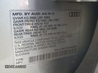 2024 Audi Q7 Premium Plus with VIN WA1LCBF74RD003858, listed as a Copart auction lot 73796074 with 9,755 mi miles and Salvage Title. Bid and sale history available at carsss.com. Image 13.