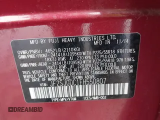 2015 Subaru Forester 2.0XT Premium with VIN JF2SJGDC1FH550807, listed as a IAAI auction lot 41712241 with 79,929 mi miles. Bid and sale history available at carsss.com. Image 9.