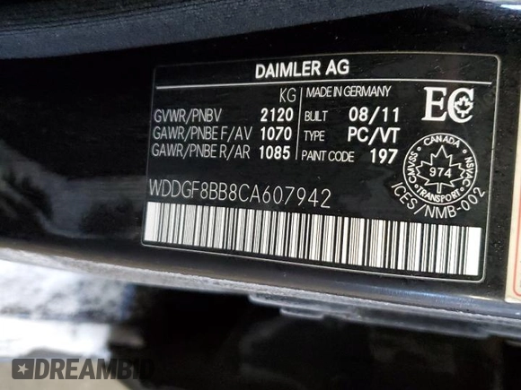 2012 Mercedes-Benz C 300 Sport with VIN WDDGF8BB8CA607942, listed as a Copart auction lot 45365505 with 250,147 mi miles and Salvage title. Bid and sale history available at DreamBid. Image 12.