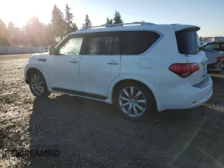 2012 Infiniti QX56 7-passenger with VIN JN8AZ2NE1C9021857, listed as a Copart auction lot 76967164 with 153,958 mi miles and Salvage Title. Bid and sale history available at carsss.com. Image 2.