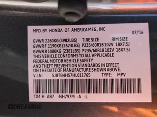 2017 Acura RDX Technology with VIN 5J8TB4H57HL011765, listed as a Copart auction lot 59239315 with 136,718 mi miles and Salvage title. Bid and sale history available at DreamBid. Image 12.
