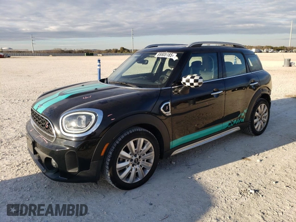 2021 MINI Countryman Cooper S with VIN WMZ83BR09M3M75594, listed as a Copart auction lot 88805185 with 53,497 mi miles and Salvage title. Bid and sale history available at DreamBid. Image 1.