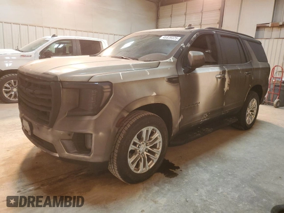 2021 GMC Yukon SLT with VIN 1GKS1BKD3MR185989, listed as a Copart auction lot 45839325 with 0 mi miles and Salvage Title. Bid and sale history available at carsss.com. Image 1.