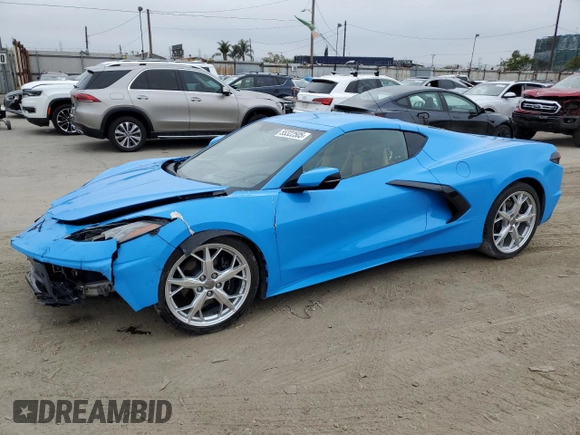 2021 Chevrolet Corvette 2LT with VIN 1G1YB2D48M5122614, listed as a Copart auction lot 55322505 with 14,736 mi miles and Salvage Title. Bid and sale history available at carsss.com. Image 1.
