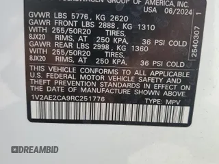2024 Volkswagen Atlas SEL R-Line with VIN 1V2AE2CA9RC251776, listed as a Copart auction lot 56963285 with 11,137 mi miles and Salvage title. Bid and sale history available at DreamBid. Image 14.