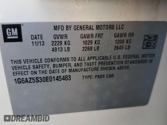 2014 Cadillac CTS Premium AWD с VIN 1G6AZ5S30E0145483, выставлен на аукционе Copart как лот 76355864 с пробегом 89 917 миль миль и Списание • Salvage title. История ставок и продаж доступна на DreamBid. Изображение 12.