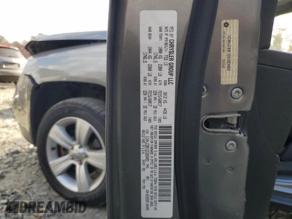 2013 Jeep Compass Sport with VIN 1C4NJCBB1DD283493, listed as a Copart auction lot 77812834 with 251,660 mi miles and Salvage Title. Bid and sale history available at carsss.com. Image 13.