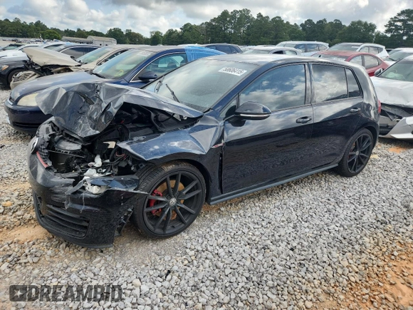 2017 Volkswagen GTI S with VIN 3VW4T7AU6HM015322, listed as a Copart auction lot 58606415 with 104,316 mi miles and Salvage title. Bid and sale history available at DreamBid. Image 1.