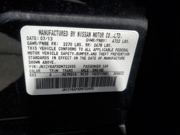 2013 Infiniti G37 Journey with VIN JN1CV6APXDM722655, listed as a Copart auction lot 57531615 with 150,431 mi miles and Salvage title. Bid and sale history available at DreamBid. Image 12.