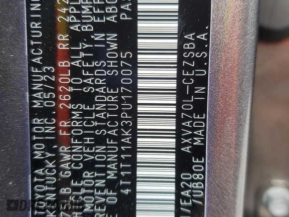 2023 Toyota Camry SE z VIN 4T1T11AK3PU170075, wystawiony jako Copart lot #59023595 z przebiegiem 18 505 mil mil oraz Szkoda całkowita • Salvage title. Historia ofert i sprzedaży dostępna na DreamBid. Obrazek 13.
