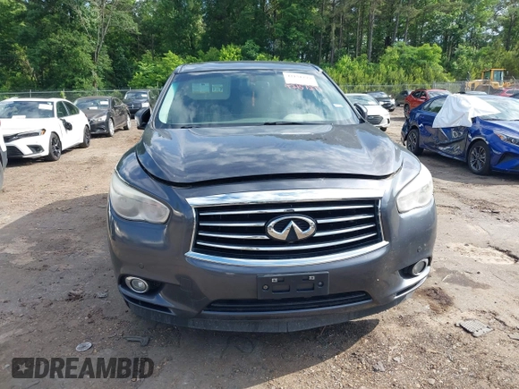 2013 Infiniti JX35 with VIN 5N1AL0MN0DC349743, listed as a IAAI auction lot 42151277 with 183,894 mi miles. Bid and sale history available at carsss.com. Image 6.