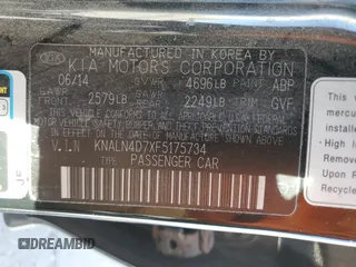 2015 Kia Cadenza Premium with VIN KNALN4D7XF5175734, listed as a Copart auction lot 46308575 with 109,387 mi miles and Salvage Title. Bid and sale history available at carsss.com. Image 12.
