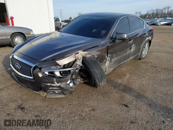 2014 Infiniti Q50 Premium with VIN JN1BV7AR1EM704808, listed as a IAAI auction lot 41854249 with 78,482 mi miles and . Bid and sale history available at DreamBid. Image 2.