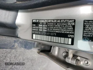 2005 Mercedes-Benz C 240 с VIN WDBRF81J75F691879, выставлен на аукционе Copart как лот 64199765 с пробегом 79 163 миль миль и Списание • Salvage title. История ставок и продаж доступна на DreamBid. Изображение 12.