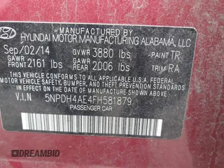 2015 Hyundai Elantra SE with VIN 5NPDH4AE4FH581879, listed as a IAAI auction lot 41468138 with 116,296 mi miles. Bid and sale history available at carsss.com. Image 9.