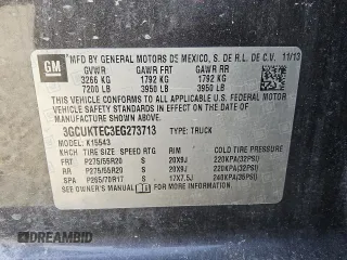 2014 Chevrolet Silverado 1500 High Country with VIN 3GCUKTEC3EG273713, listed as a Copart auction lot 49175715 with 184,960 mi miles and Clean Title. Bid and sale history available at carsss.com. Image 11.