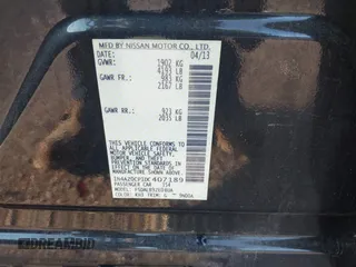 2013 Nissan LEAF SL with VIN 1N4AZ0CP1DC407189, listed as a IAAI auction lot 41760026 with 76,023 mi miles. Bid and sale history available at carsss.com. Image 9.