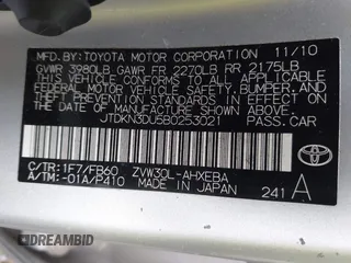 2011 Toyota Prius I with VIN JTDKN3DU5B0253021, listed as a IAAI auction lot 42098093 with 204,853 mi miles. Bid and sale history available at carsss.com. Image 9.