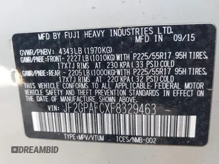 2015 Subaru Crosstrek Premium with VIN JF2GPAFCXF8329463, listed as a IAAI auction lot 42464521 with 247,771 mi miles and . Bid and sale history available at DreamBid. Image 9.