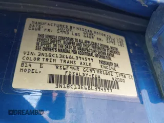 2008 Nissan Versa 1.8 S with VIN 3N1BC13E68L394599, listed as a IAAI auction lot 42003306 with 182,811 mi miles. Bid and sale history available at carsss.com. Image 9.