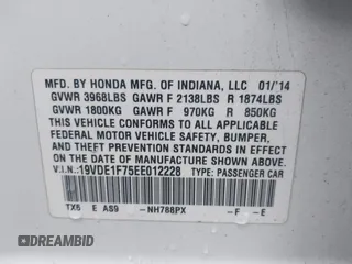 2014 Acura ILX Technology with VIN 19VDE1F75EE012228, listed as a IAAI auction lot 41958455 with 102,085 mi miles and . Bid and sale history available at DreamBid. Image 9.