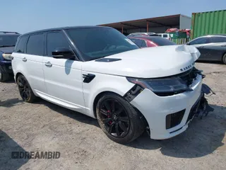 2021 Land Rover Range Rover Sport HST with VIN SALWS2RU3MA753438, listed as a IAAI auction lot 40206318 with 48,222 mi miles. Bid and sale history available at carsss.com. Image 1.