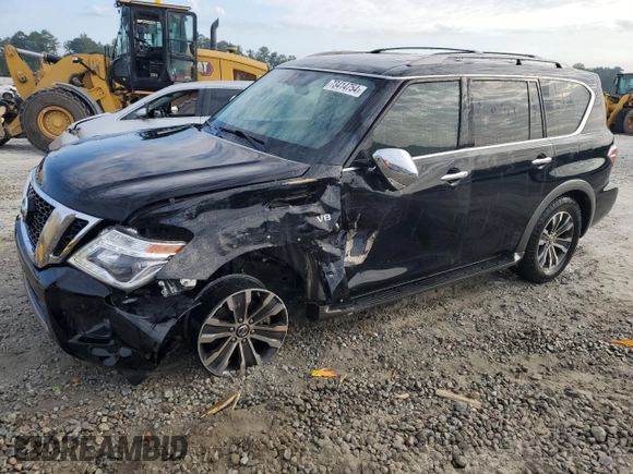 2019 Nissan Armada SV with VIN JN8AY2NC9K9588480, listed as a Copart auction lot 73414754 with 86,430 mi miles and Salvage Title. Bid and sale history available at carsss.com. Image 1.