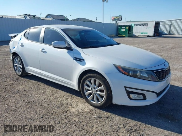 2015 Kia Optima EX with VIN 5XXGN4A7XFG492143, listed as a IAAI auction lot 41383518 with 135,353 mi miles. Bid and sale history available at carsss.com. Image 1.
