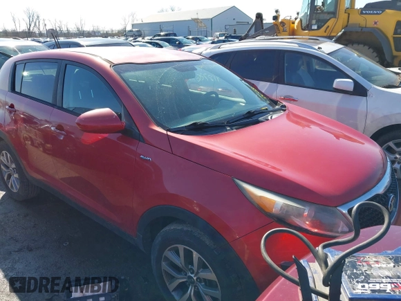 2015 Kia Sportage LX with VIN KNDPBCAC6F7701564, listed as a IAAI auction lot 41872684 with 162,945 mi miles and . Bid and sale history available at DreamBid. Image 1.