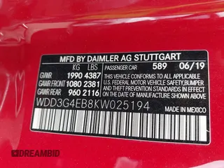 2019 Mercedes-Benz A 220 с VIN WDD3G4EB8KW025194, выставлен на аукционе IAAI как лот 42198671 с пробегом Не указан миль и . История ставок и продаж доступна на DreamBid. Изображение 9.