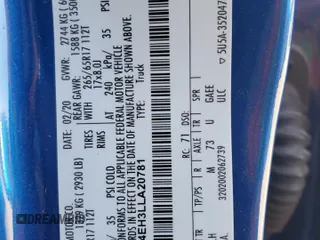 2020 Ford Ranger XL with VIN 1FTER4EH3LLA20781, listed as a Copart auction lot 52648555 with 72,060 mi miles and Salvage title. Bid and sale history available at DreamBid. Image 14.