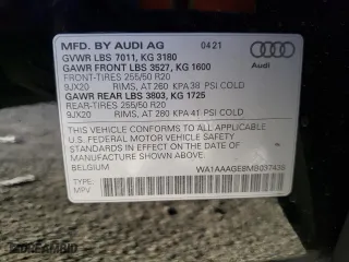 2021 Audi e-tron Premium with VIN WA1AAAGE8MB037438, listed as a Copart auction lot 38780393 with 24,123 mi miles. Bid and sale history available at carsss.com. Image 15.