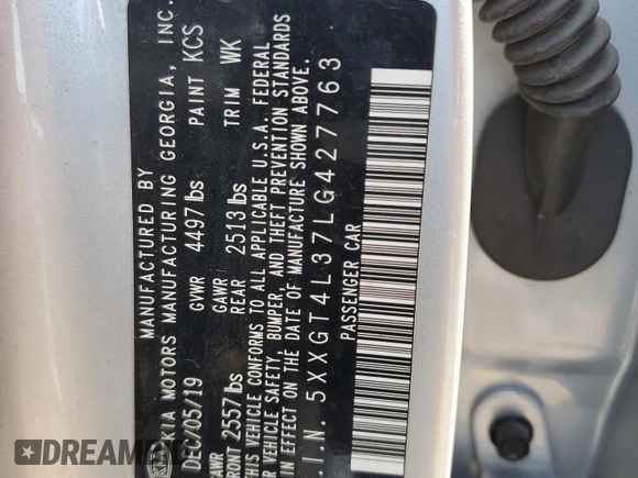 2020 Kia Optima LX z VIN 5XXGT4L37LG427763, wystawiony jako Copart lot #54262455 z przebiegiem 26 965 mil mil oraz Szkoda całkowita • Salvage title. Historia ofert i sprzedaży dostępna na DreamBid. Obrazek 12.