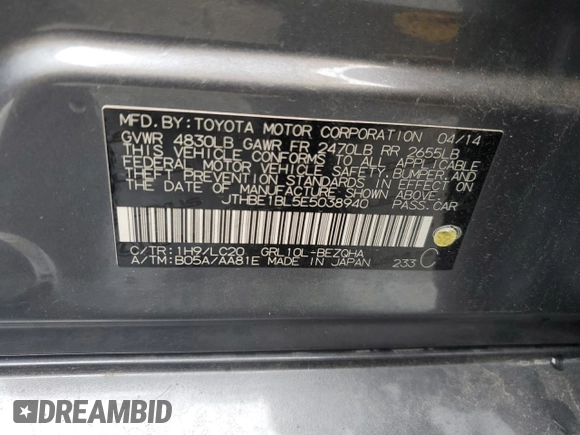 2014 Lexus GS 350 with VIN JTHBE1BL5E5038940, listed as a Copart auction lot 48940355 with 137,743 mi miles and Salvage Title. Bid and sale history available at carsss.com. Image 12.