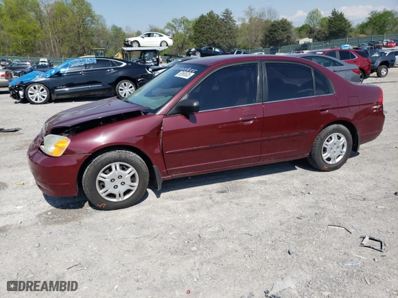 2002 Honda Civic LX with VIN 2HGES16522H536487, listed as a Copart auction lot 52560635 with 121,970 mi miles and Salvage Title. Bid and sale history available at carsss.com. Image 1.